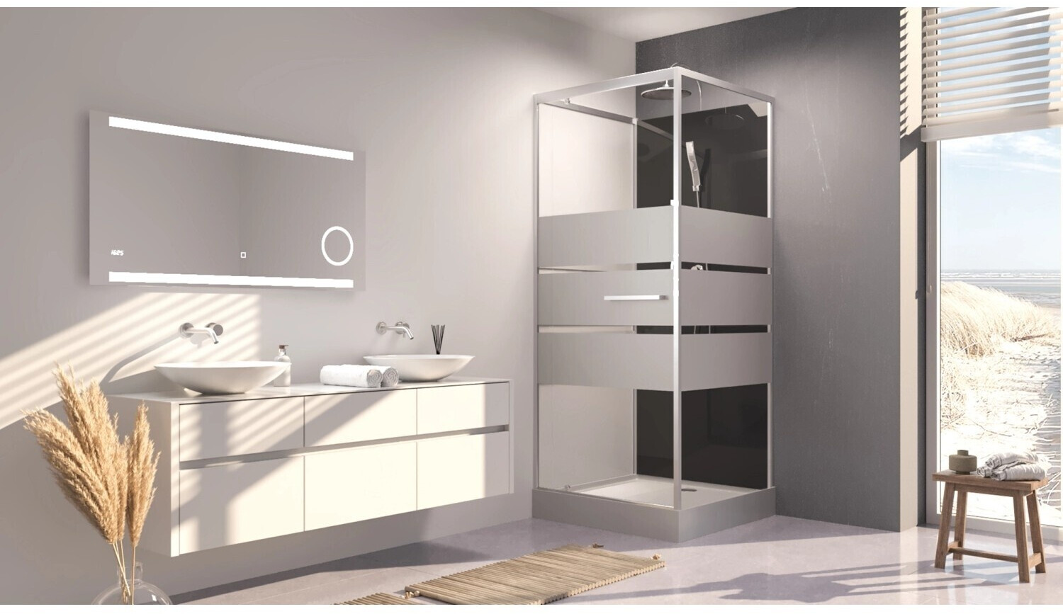 MARWELL Cabine de douche carrée 90x90x220 cm