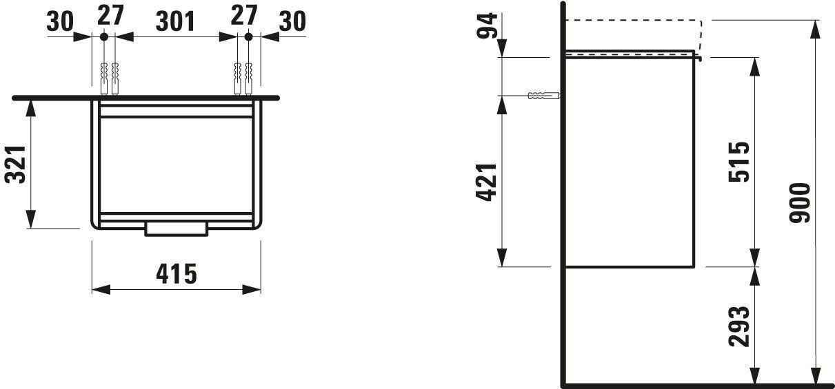 Laufen Base für Pro S Handwaschbeckenunterschrank + 1 Tür 41,5x53cm  verkehrsgrau (H4021111102661) ab 213,52 €