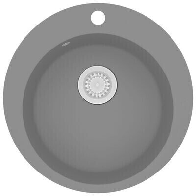 vidaXL Évier de cuisine en granit Bac unique Rond 50,5 x 50,5 x 29 cm gris (142957)