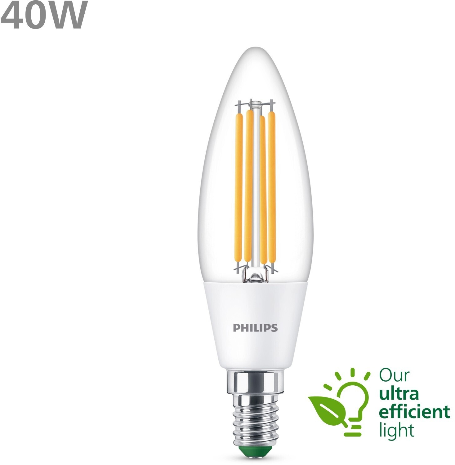 Philips LED WarmGlow filament bougie ampoule dimmable - E14 B35 1,8W 250lm  2200K-2700K 230V