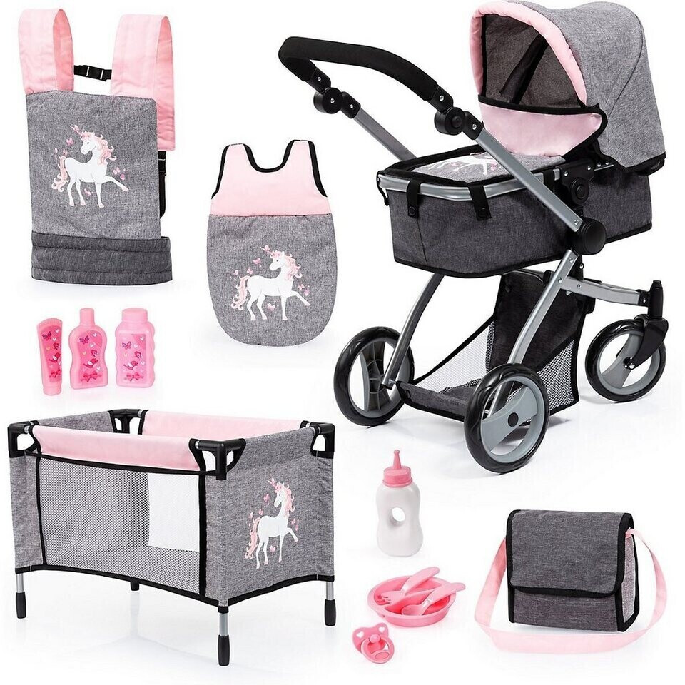 Bayer Design Doll Stroller Mega Set Milano grey/pink
