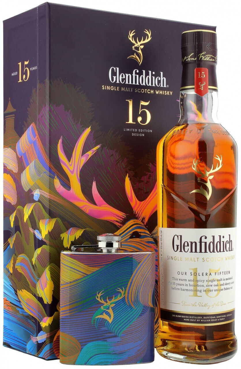 Glenfiddich 15 Jahre Geschenkset mit Hip | Preisvergleich 54,89 € ab Flask0,7l 40% bei