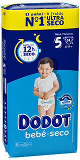 Dodot - Pañales bebé seco talla 5, 11-16 kg, paquete de 54