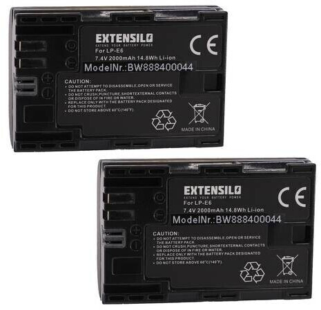 EXTENSILO 2x Replacement Battery for Canon LP-E6N (2000mAh)