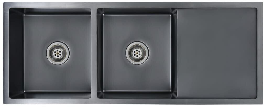 vidaXL Évier de cuisine fait à la main Acier inoxydable avec égouttoir noir (145087)