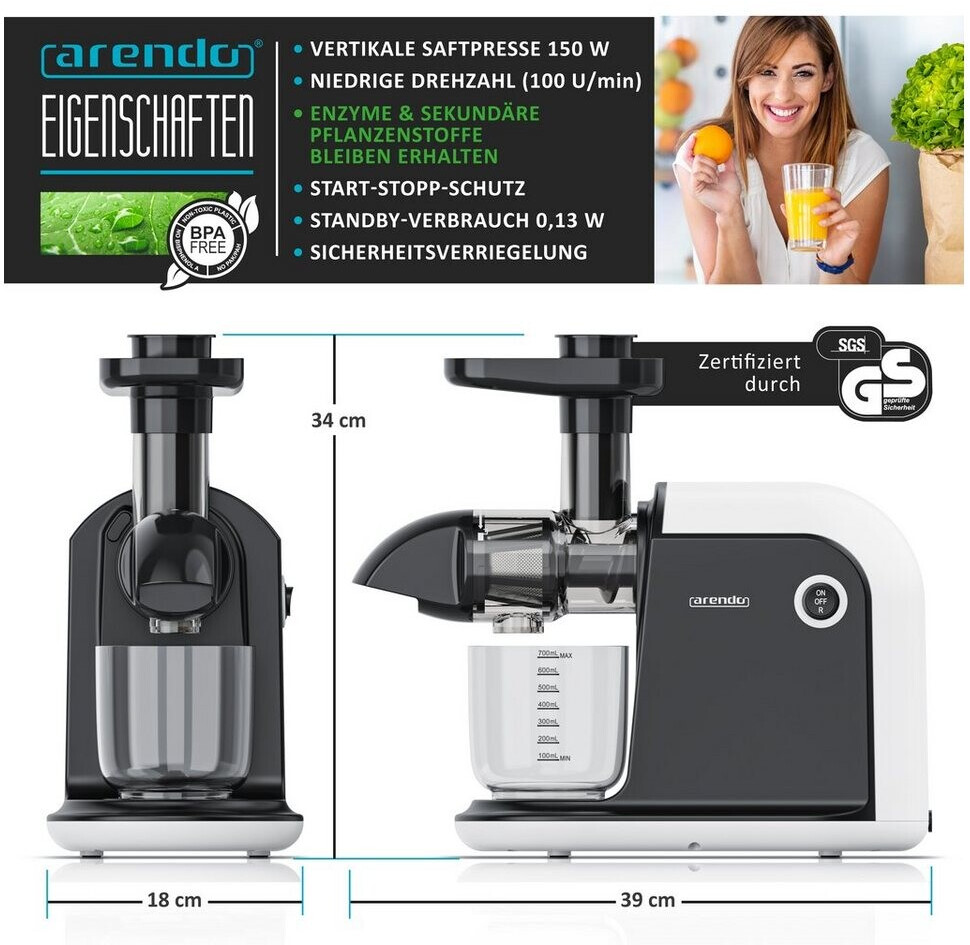 Arendo Horizontal Slow Juicer (305375) ab 79,94 € Preisvergleich bei