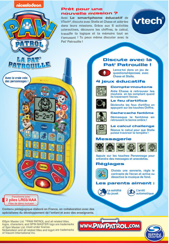 Pat' Patrouille - Mon livre-jeu éducatif– VTECH