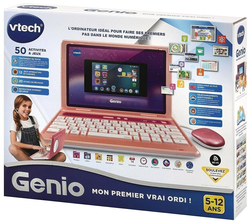 VTech - Genius XL Color Pro Bilingue Rose, Ordinateur Enfant avec Écran  Couleur, Souris, 90 Activités Éducatives