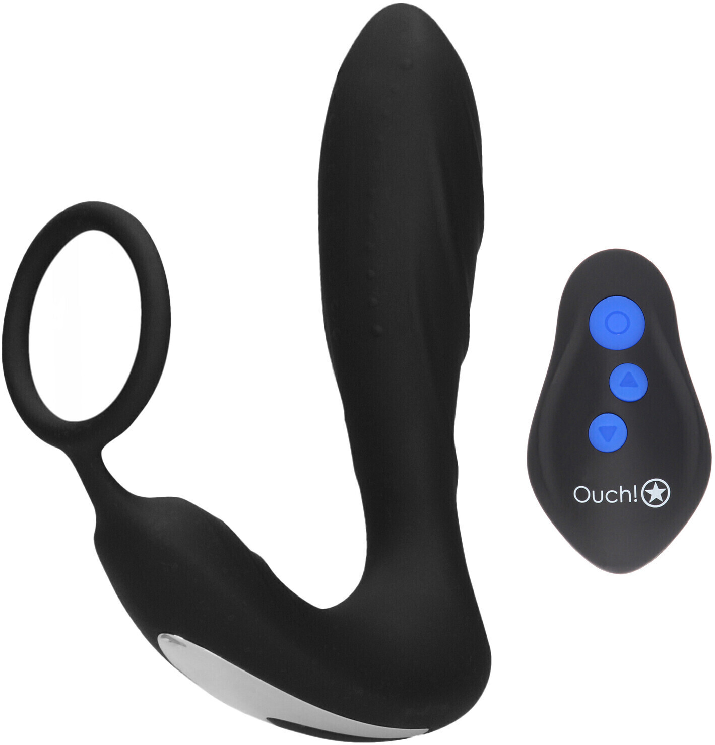 Ouch! E-Stimulation & Vibration Butt Plug with Cockring and Remote