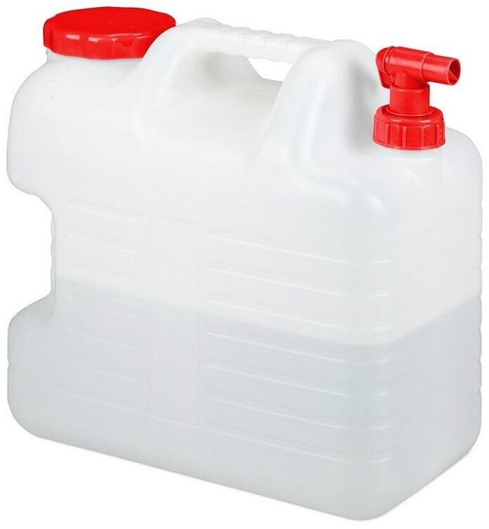 Relaxdays Water Canister With Tap, 15 Litres, Camping Container, BPA-Free Plastic, Wide Opening, Handle, White/Black, 80% 10%, 38x22x39 Cm - View #3