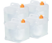 Relaxdays faltbarer Wasserkanister, 3er Set, 20 l, Kanister mit Zapfhahn,  BPA-frei, lebensmittelecht, transparent/rot