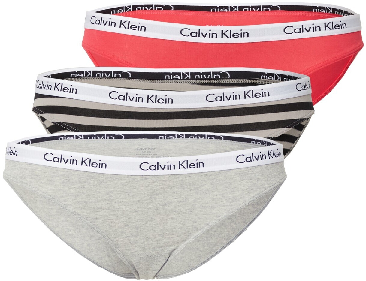 000QD3587E Calvin Klein Carousel Thongs 3 Pack - 000QD3587E Coral Cor/Cyber  Green/Grey