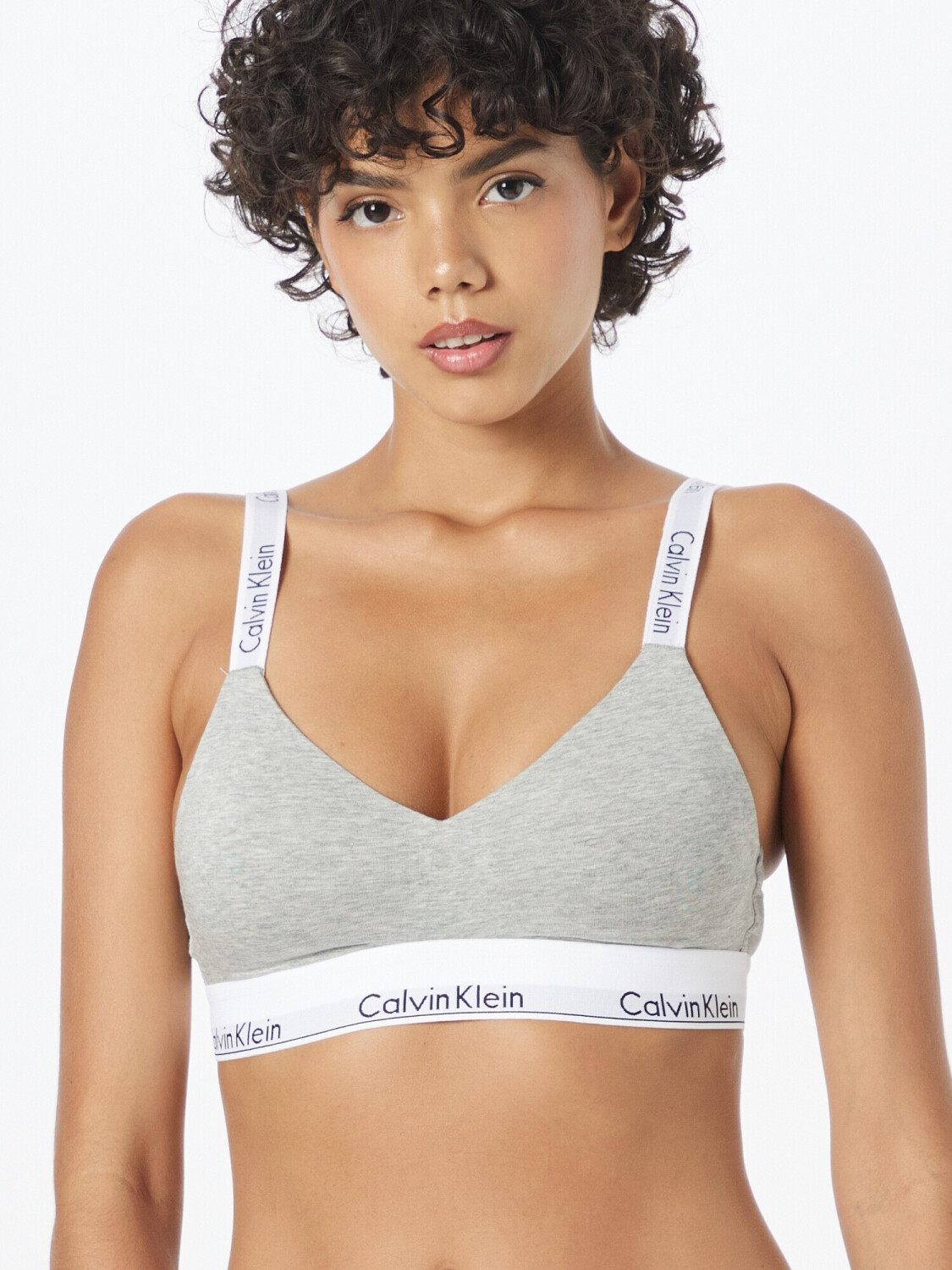 Calvin Klein Small Lightly Lined Logo Bralette QP16680-020 Grey Heather New  $26