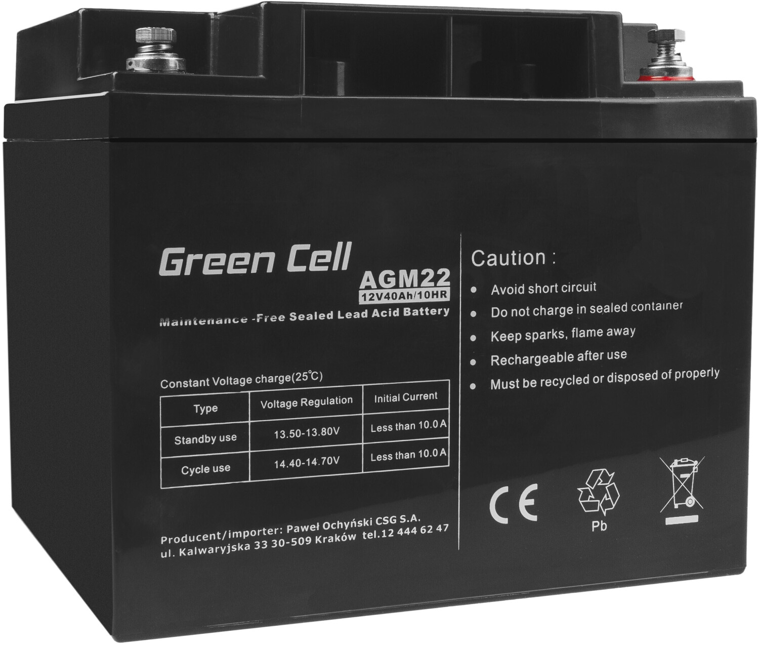 GreenCell 12V 40Ah AGM22