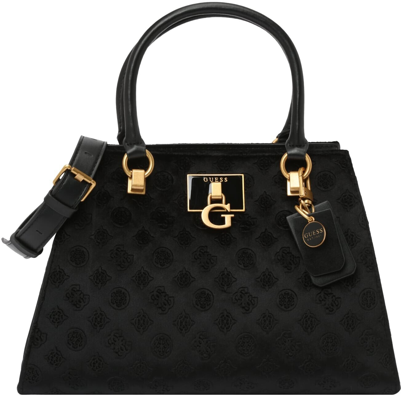 GUESS Women's 4G Print Shoulder Bag - Spacious Tote With Removable Zip Pocket, Pale Gold Hardware
