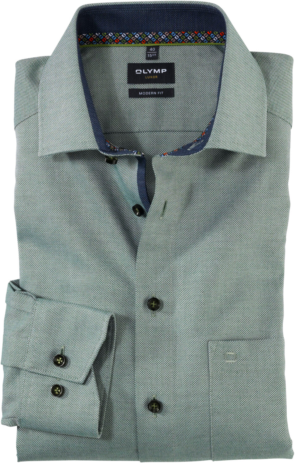 Camisa Hombre Manga Larga TELA De Fondo Marino Con Círculos Verde Azul