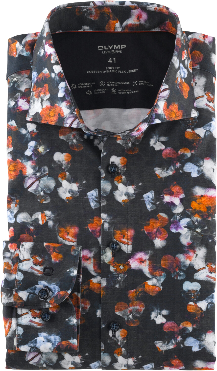 Olymp Level Five 24/Seven, Camicia A Manica Lunga Extra Body Fit Marrone