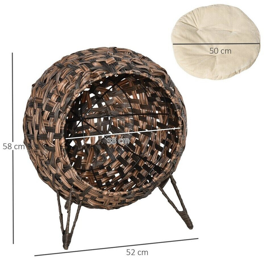 Pawhut Panier pour chat basket and feet brown