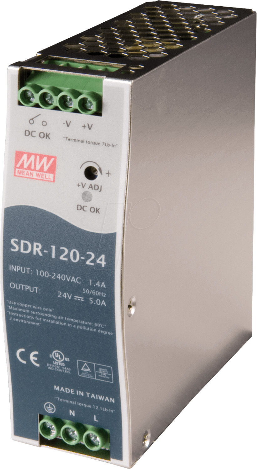 Mean Well SDR-120-12, 120W Hutschienen Netzteil 12V/10A, Single Phase