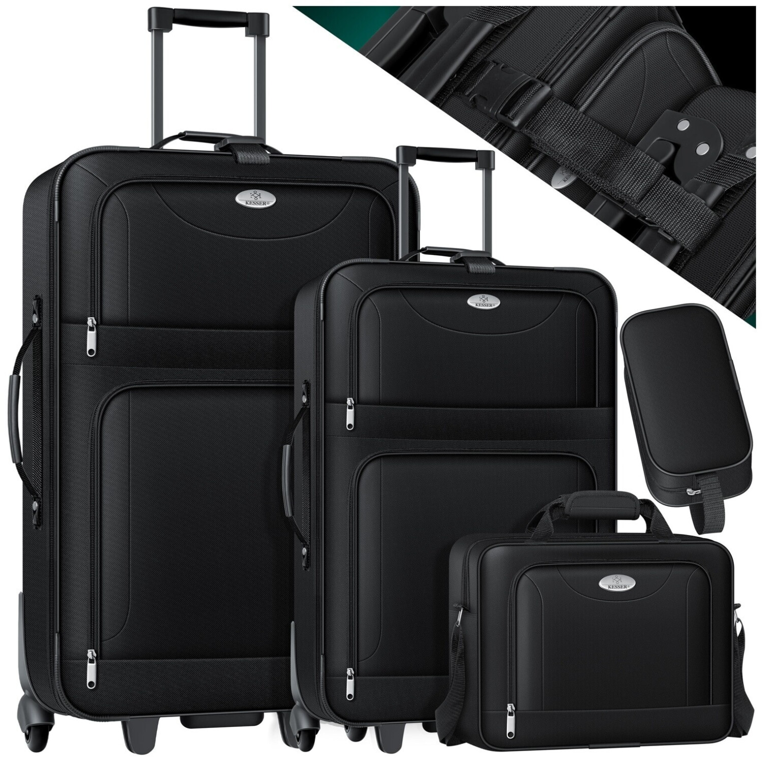 Kesser 2-Wheel Trolley Set 52/64 cm & Flight Bag & Cosmetic Bag