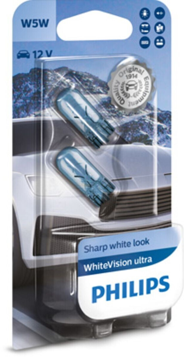 2x Philips White Vision W5W 12V 12961NBVB2 Xenon Effekt 4500K High Tech  Ersatz Halogen Birne für Standlicht Positionslicht Bremslicht Hecklicht