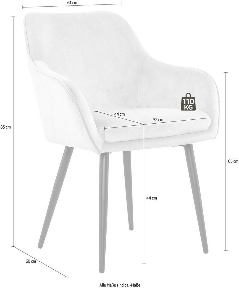 SalesFever Esszimmerstuhl mit Rückensteppung Samt 61x60x85cm creme (396094)  ab 159,00 € | Preisvergleich bei | 4-Fuß-Stühle