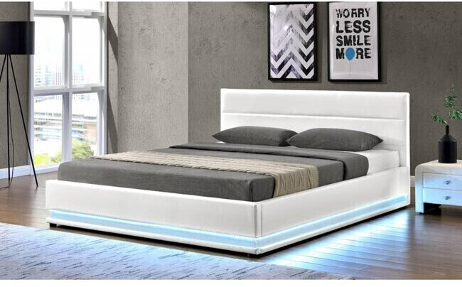 Habitat et Jardin Lit avec LED Anastasia 140 x 190 cm blanc
