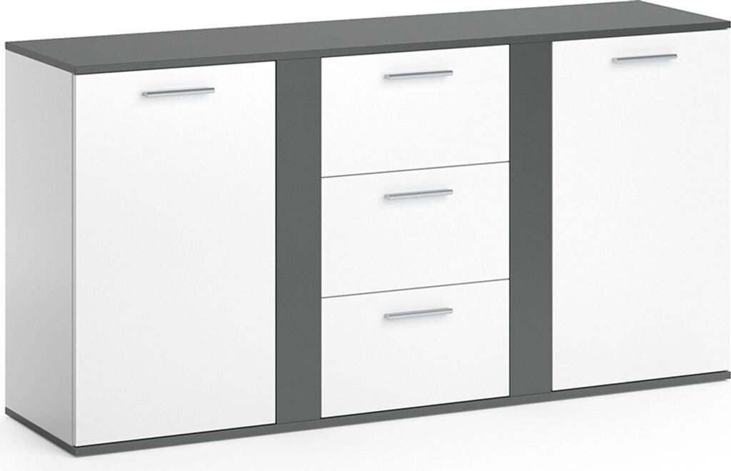 Meuble TV Novelli Vicco – Design Anthracite/blanc, Dimensions 155 X 40 X 41 Cm – Avec Rangements Ouverts Et Fermés