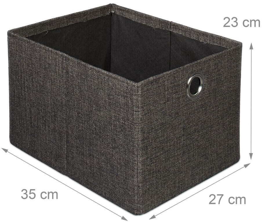 Relaxdays Foldable stool linen with storage space Brown