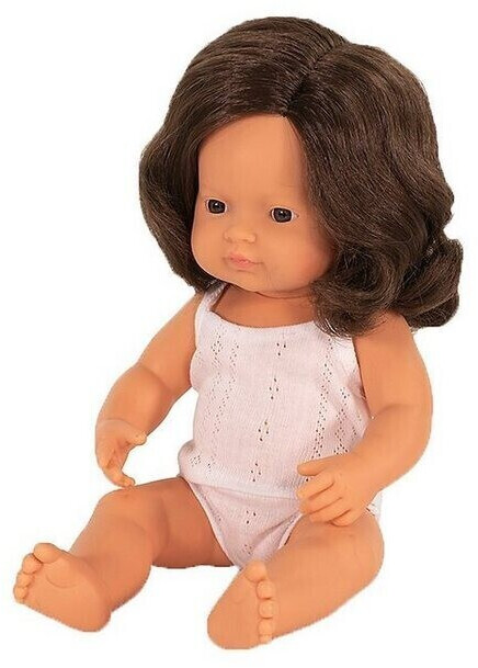 Miniland Babypuppe Mädchen, braunhaarig, 38 cm