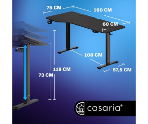 Casaria Höhenverstellbarer Schreibtisch 160x75cm schwarz (109362) ab 199,95  € | Preisvergleich bei