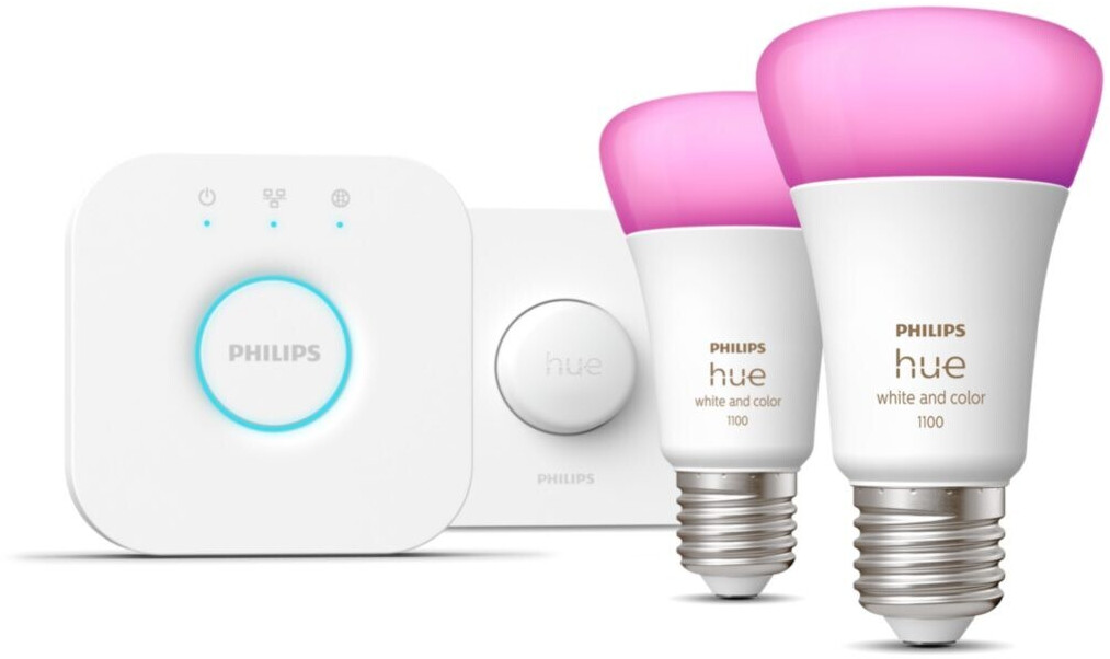 Philips Hue White & Color Ambiance Strater Kit E27 2x9W + Bridge/Wallbutton (929002468806)
