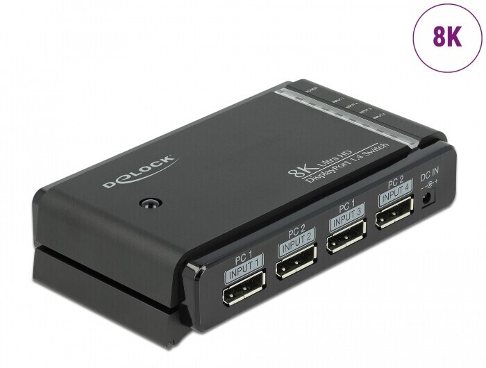 DeLock DisplayPort 1.4 Switch 2 x 2 DisplayPort in to 1 x 2 DisplayPort out 8K