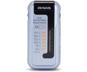 AIWA R-22BL Radio Portatile Pocket AM/FM colore blu completo di cuffie e  batterie