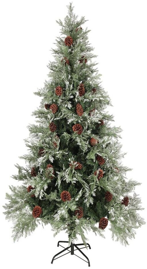 vidaXL Sapin de Noël avec pommes de pin 225 cm