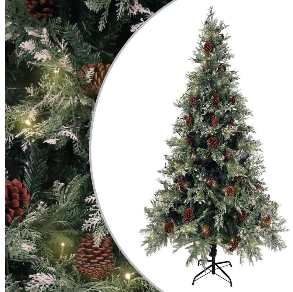 vidaXL Sapin de Noël avec LED et pommes de pin 225 cm