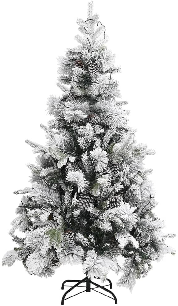 vidaXL Sapin de Noël avec flocons de neige, LED, pommes de pin 195 cm