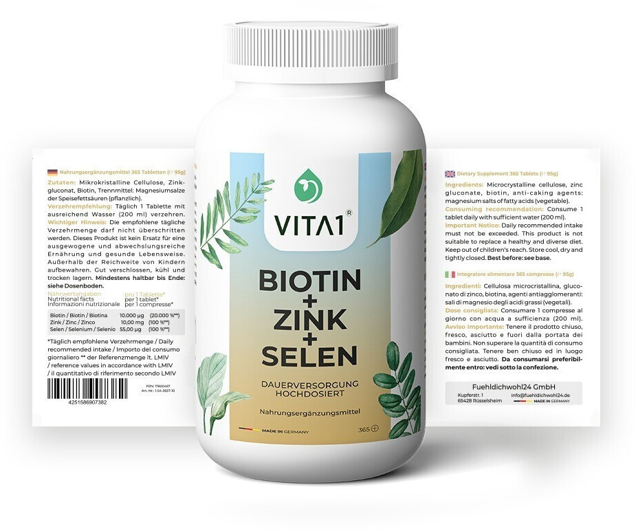 Vita1 Biotin 10.000 µg + Zink + Selen Tabletten (365 Stk.) ab 15,99 ...