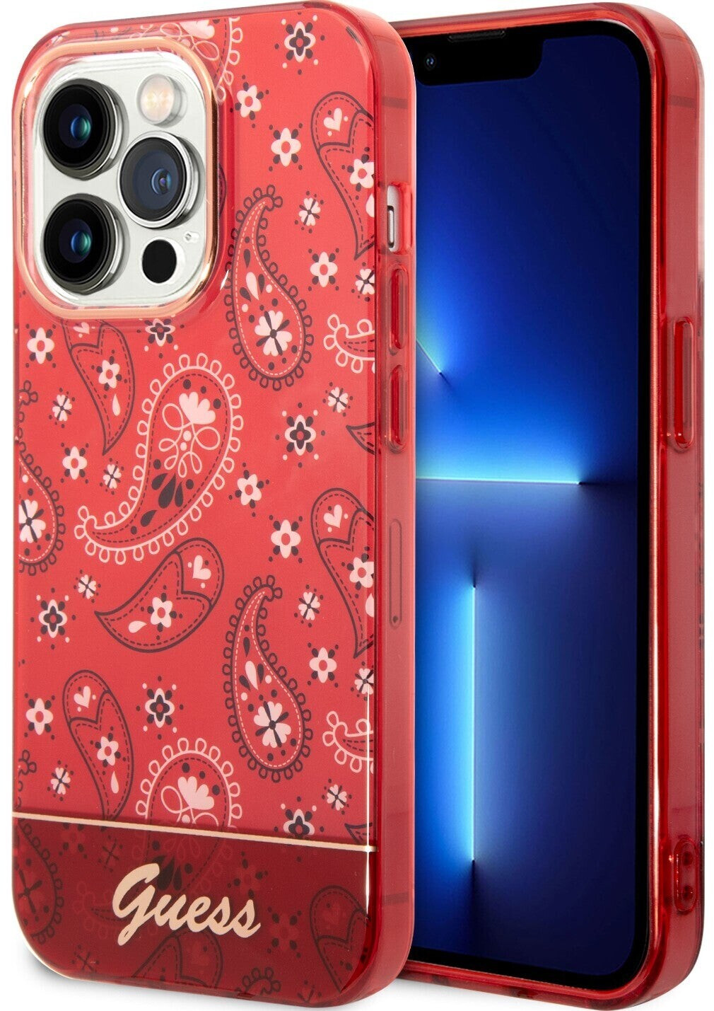 Guess Case HardCase Bandana Paisley für iPhone 14 Pro Max Rot