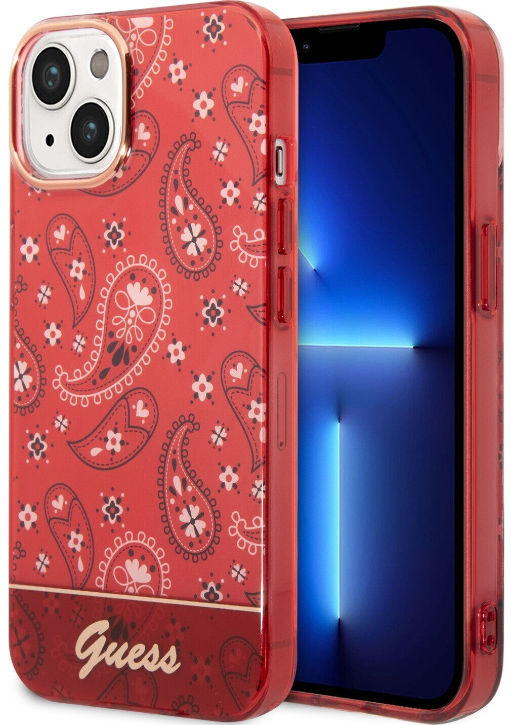Guess Case HardCase Bandana Paisley für iPhone 14 Rot