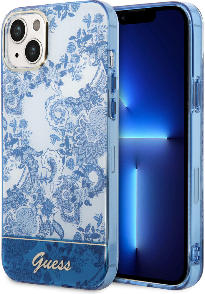 Guess Case HardCase Porcelain Collection für iPhone 14 Plus Blue