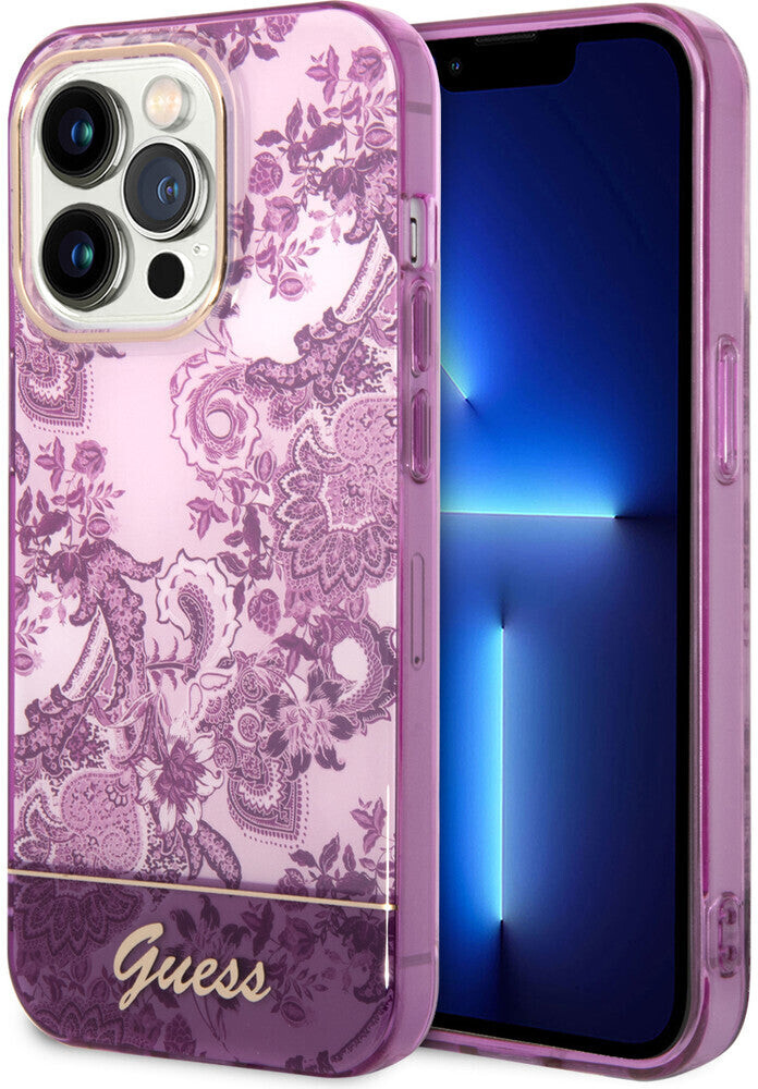 Guess Case HardCase Porcelain Collection für iPhone 14 Pro Pink