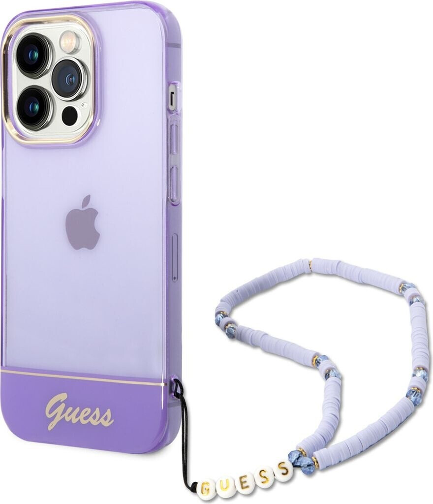 Guess Case HardCase Translucent Pearl Strap für iPhone 14 Pro Violett