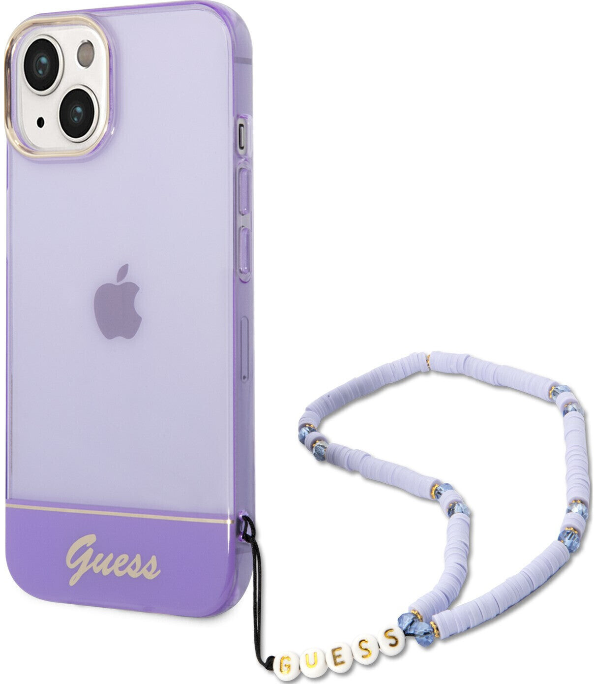 Guess Case HardCase Translucent Pearl Strap für iPhone 14 Violett