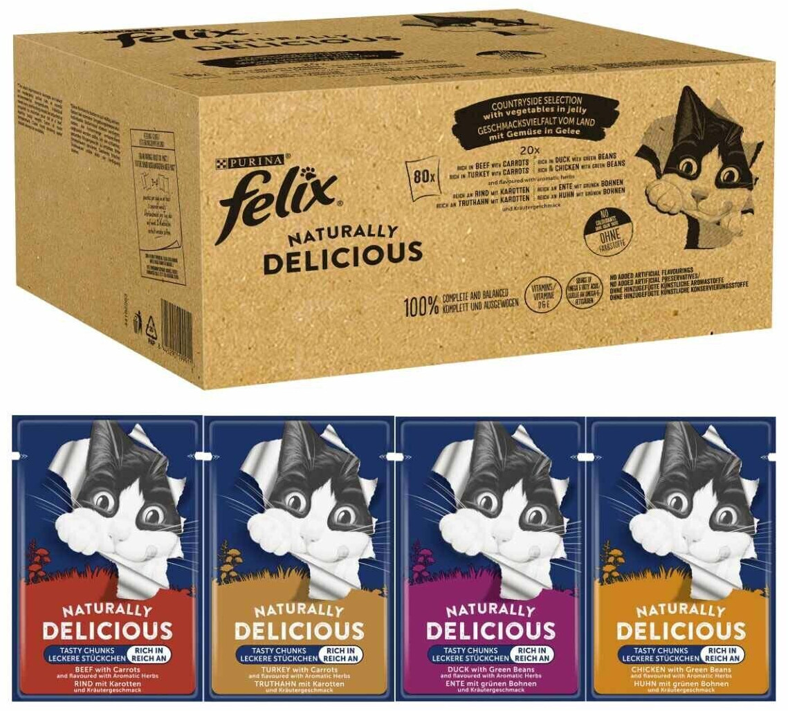 Felix Naturally Delicious Variety from the Land Cat Wet Food 80x80g