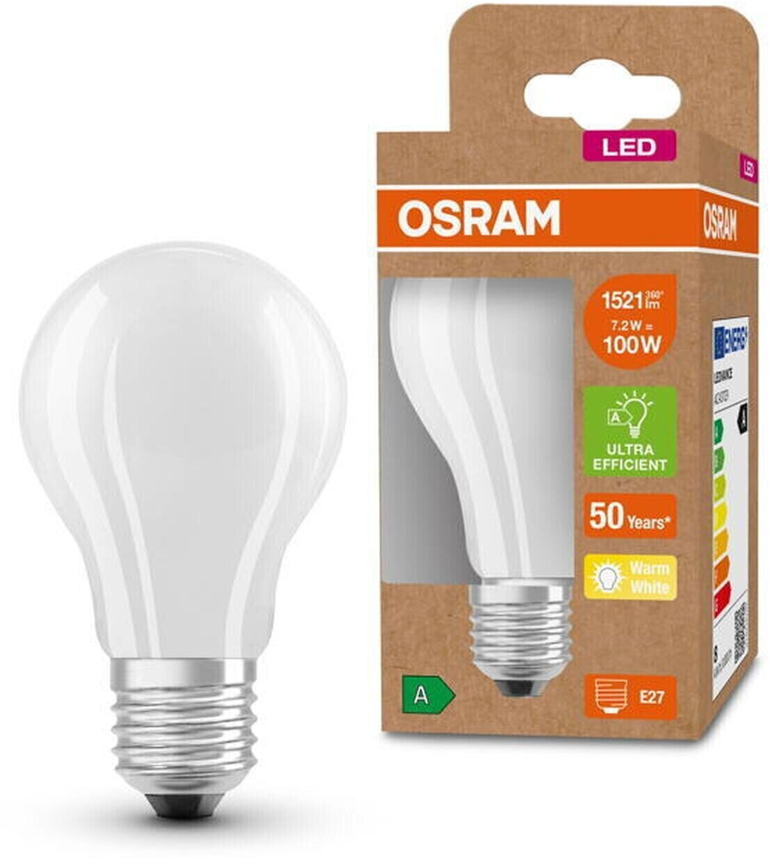 Osram LED Classic A E27 7,2W/1521lm 3000K (AC43729) a € 12,98