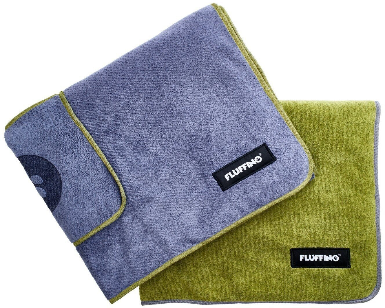 FLUFFINO Dog Towel Microfibre 2-Pack 120x70 90x50 grau & grün