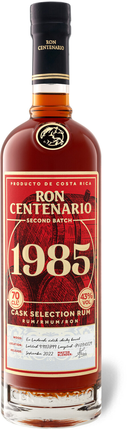 Ron Centenario 1985 Second Batch 0,7l 43% ab 32,31 € | Preisvergleich bei | Rum