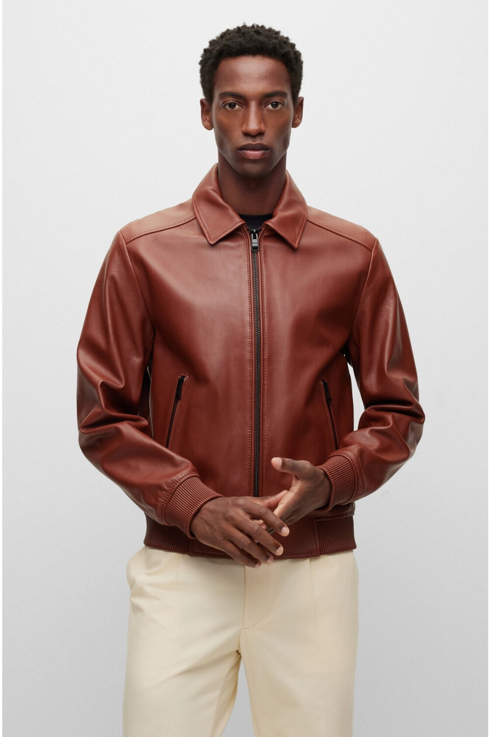 Hugo boss red outlet leather jacket