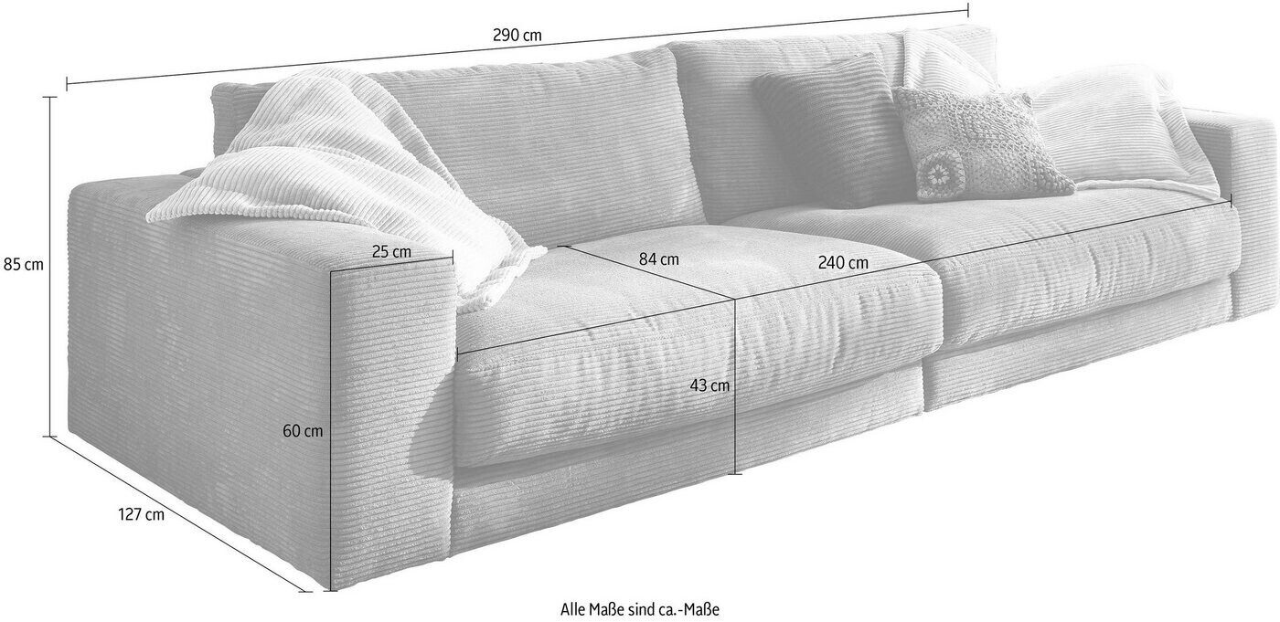 INOSIGN Big-Sofa Enisa 290x127x85cm Cord weiß ab 1.529,99 € |  Preisvergleich bei | Big Sofas